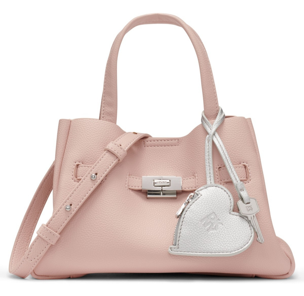 DKNY Bryar Small Satchel Heart Dangle & Key-Shoulder Bag/Crossbody-Pink-NWT